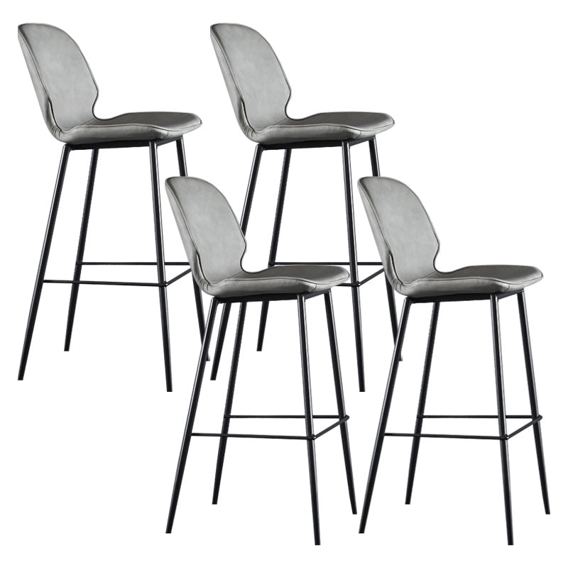 Modern Faux Leather Counter Stool Low Back Indoor Stool with Black Frame