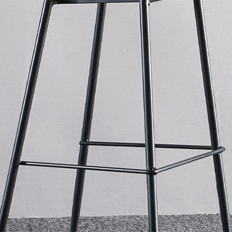 Modern Faux Leather Counter Stool Low Back Indoor Stool with Black Frame