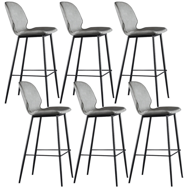 Modern Faux Leather Counter Stool Low Back Indoor Stool with Black Frame