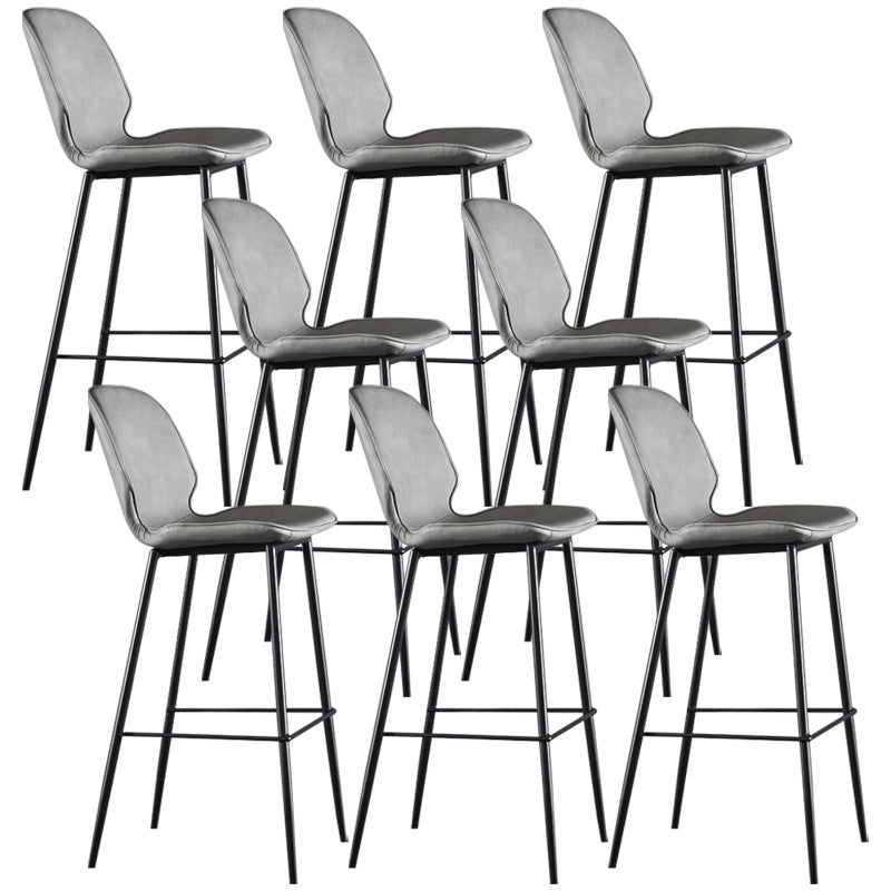 Modern Faux Leather Counter Stool Low Back Indoor Stool with Black Frame