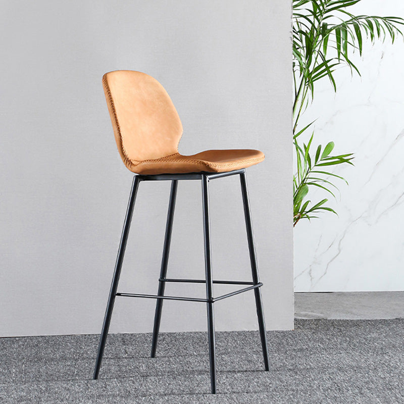 Modern Faux Leather Counter Stool Low Back Indoor Stool with Black Frame