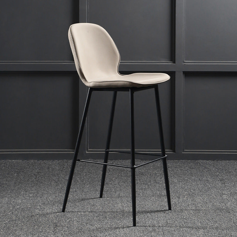 Modern Faux Leather Counter Stool Low Back Indoor Stool with Black Frame