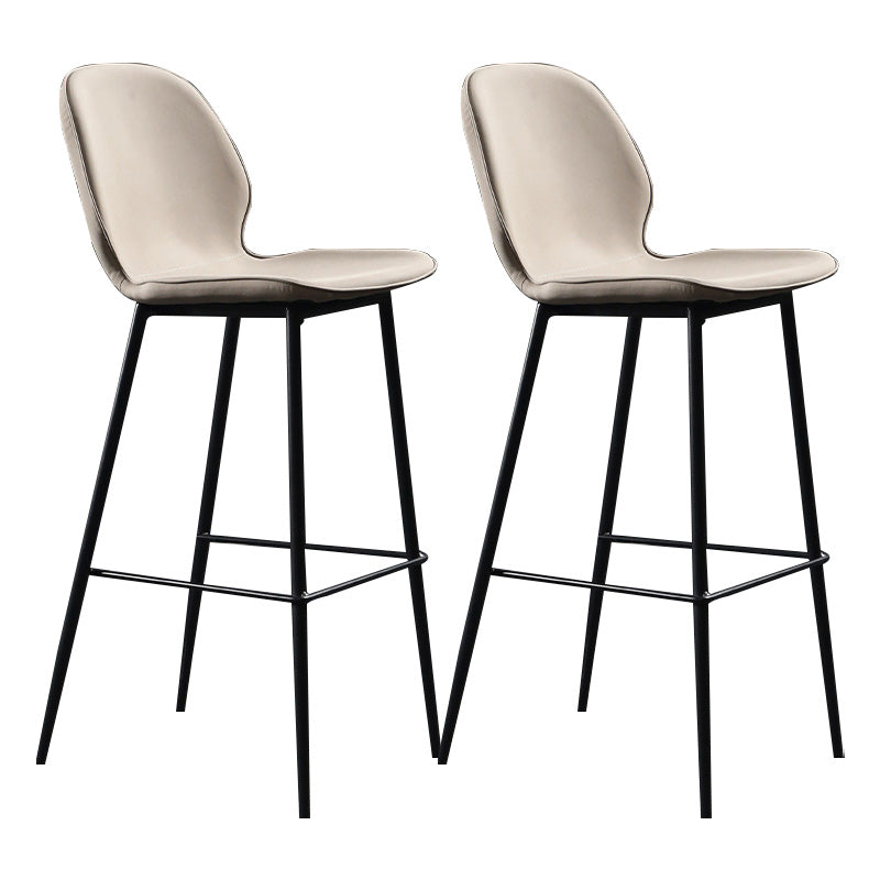 Modern Faux Leather Counter Stool Low Back Indoor Stool with Black Frame