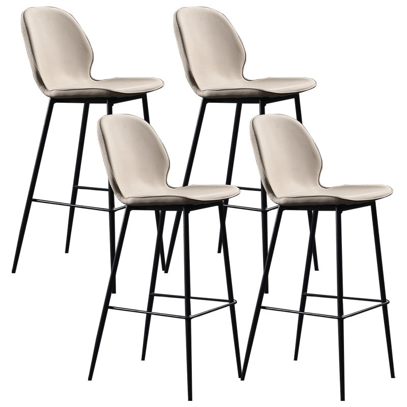 Modern Faux Leather Counter Stool Low Back Indoor Stool with Black Frame