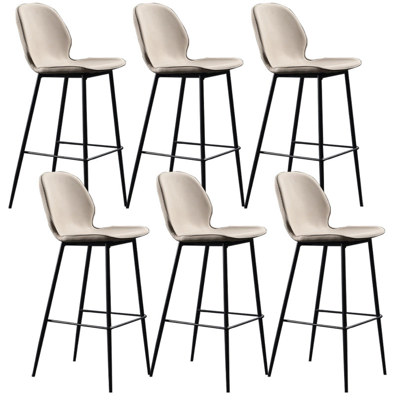 Modern Faux Leather Counter Stool Low Back Indoor Stool with Black Frame