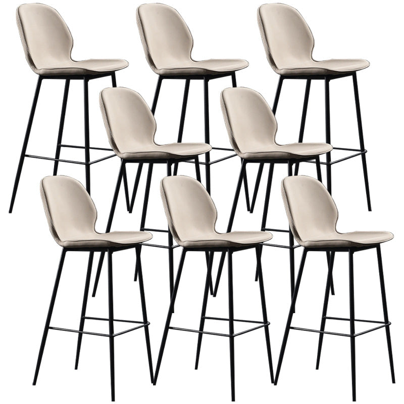 Modern Faux Leather Counter Stool Low Back Indoor Stool with Black Frame