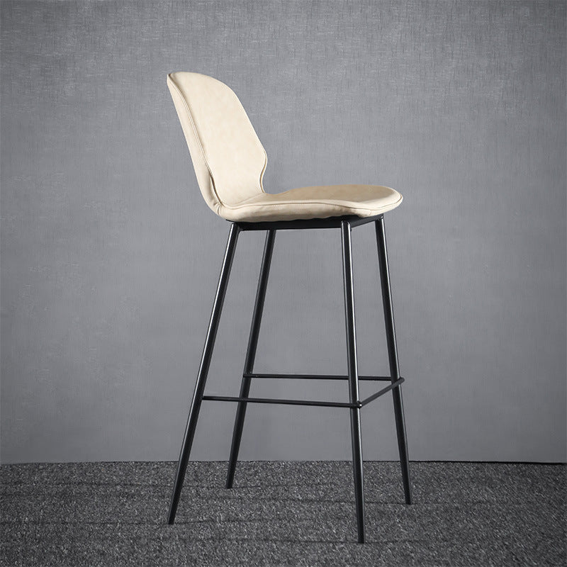 Modern Faux Leather Counter Stool Low Back Indoor Stool with Black Frame