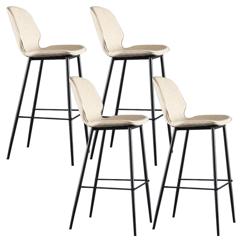 Modern Faux Leather Counter Stool Low Back Indoor Stool with Black Frame
