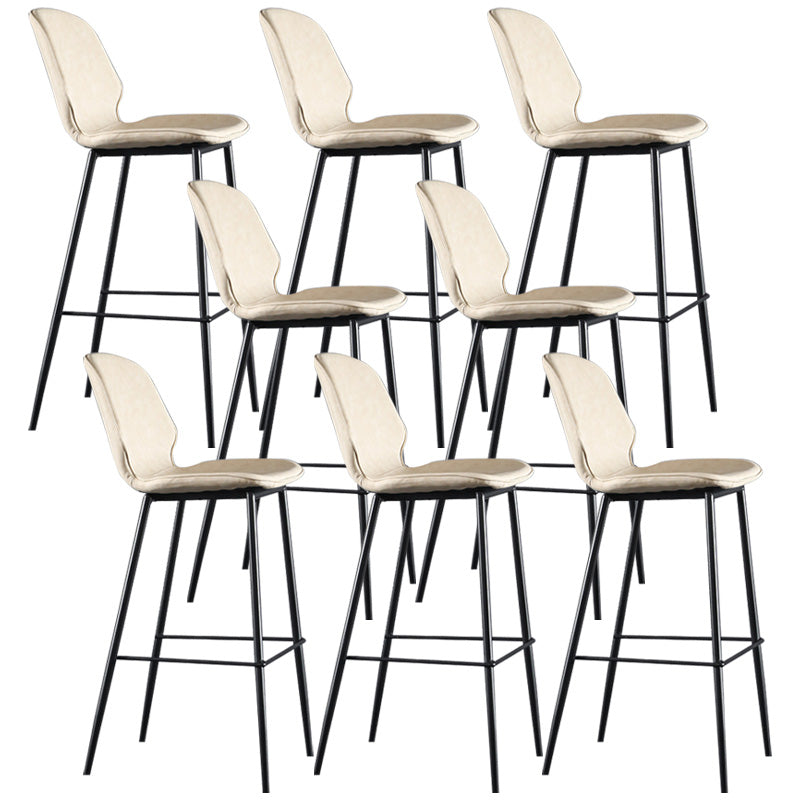 Modern Faux Leather Counter Stool Low Back Indoor Stool with Black Frame