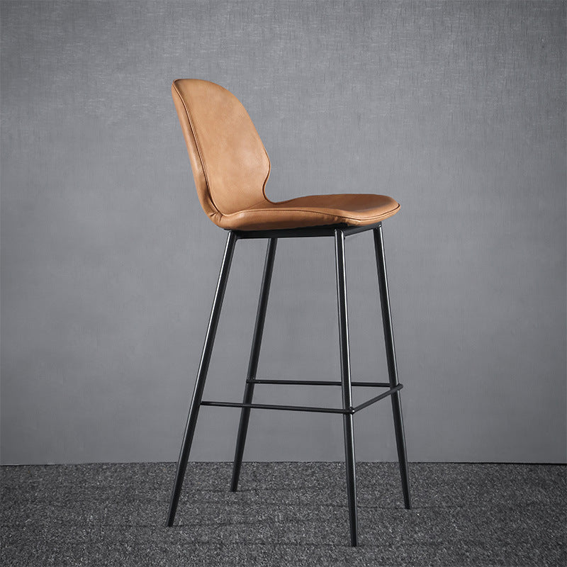 Modern Faux Leather Counter Stool Low Back Indoor Stool with Black Frame