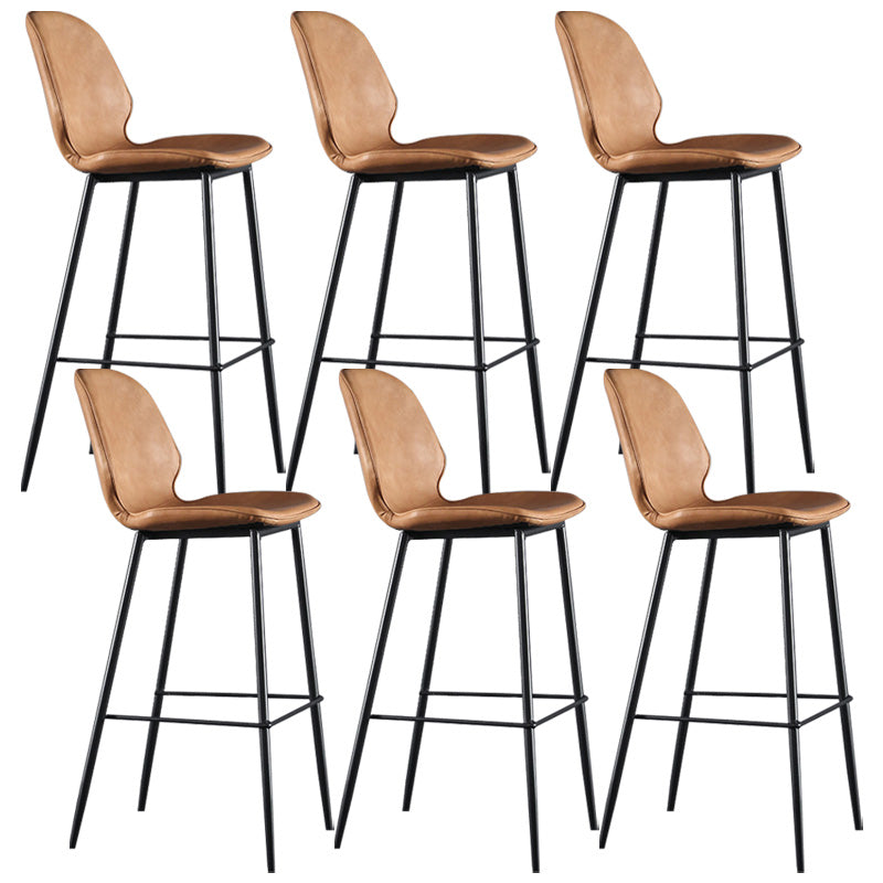Modern Faux Leather Counter Stool Low Back Indoor Stool with Black Frame