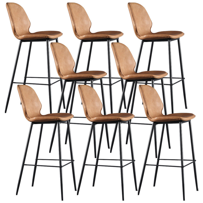 Modern Faux Leather Counter Stool Low Back Indoor Stool with Black Frame