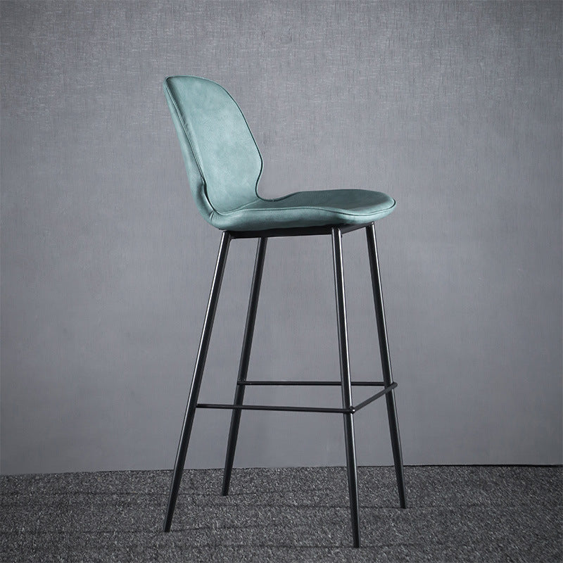 Modern Faux Leather Counter Stool Low Back Indoor Stool with Black Frame