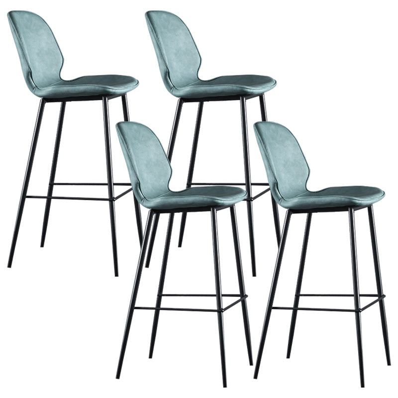 Modern Faux Leather Counter Stool Low Back Indoor Stool with Black Frame