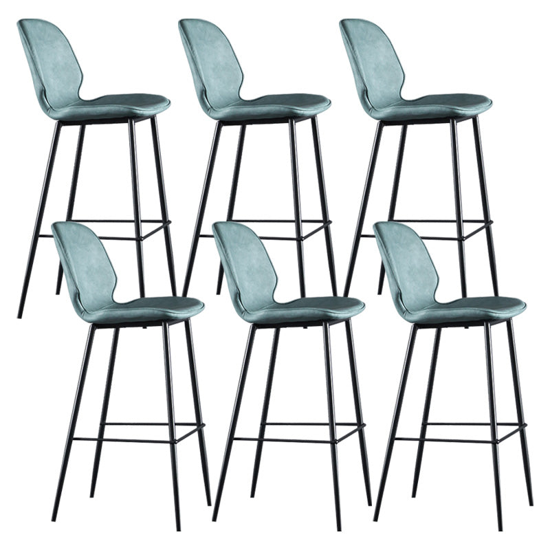 Modern Faux Leather Counter Stool Low Back Indoor Stool with Black Frame
