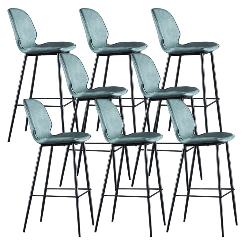 Modern Faux Leather Counter Stool Low Back Indoor Stool with Black Frame