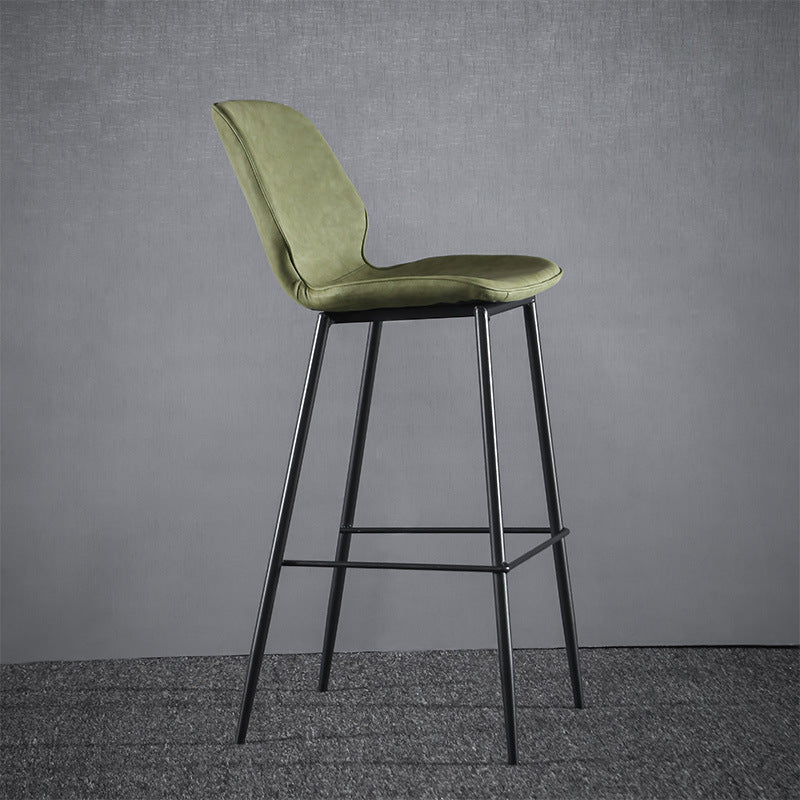 Modern Faux Leather Counter Stool Low Back Indoor Stool with Black Frame
