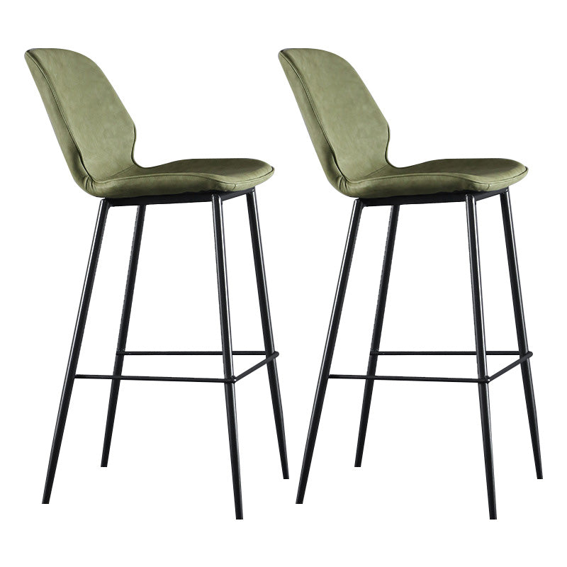 Modern Faux Leather Counter Stool Low Back Indoor Stool with Black Frame