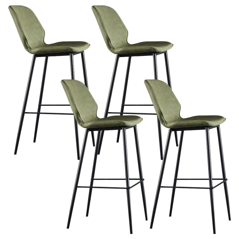 Modern Faux Leather Counter Stool Low Back Indoor Stool with Black Frame