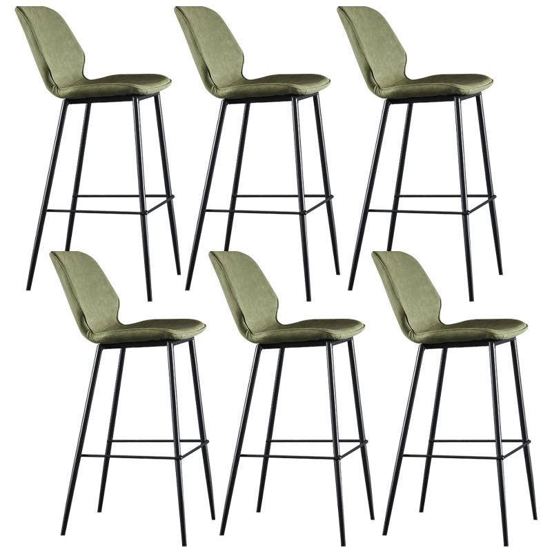 Modern Faux Leather Counter Stool Low Back Indoor Stool with Black Frame