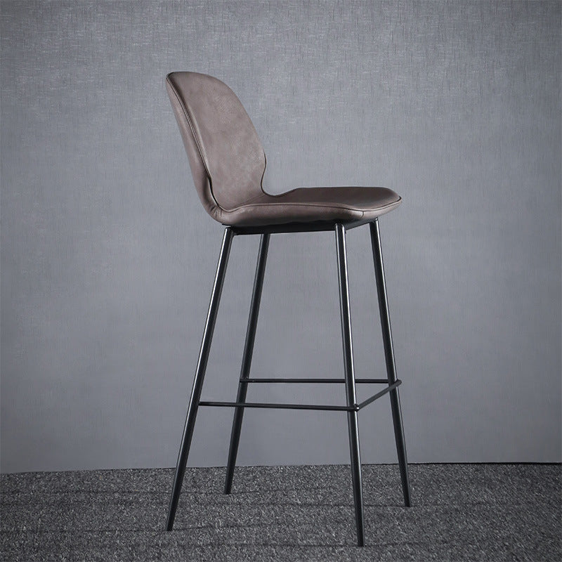 Modern Faux Leather Counter Stool Low Back Indoor Stool with Black Frame
