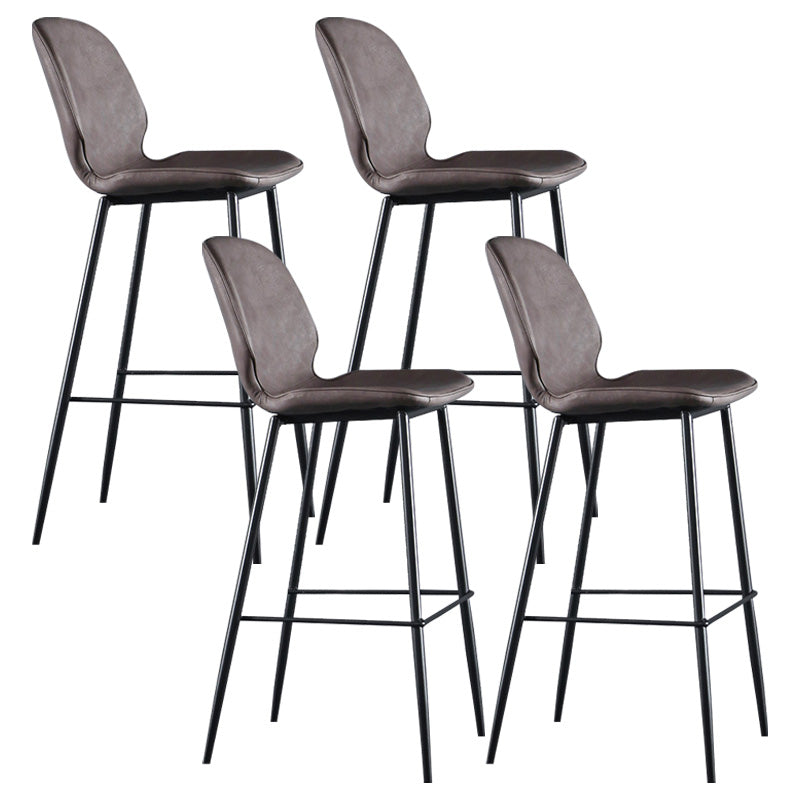 Modern Faux Leather Counter Stool Low Back Indoor Stool with Black Frame