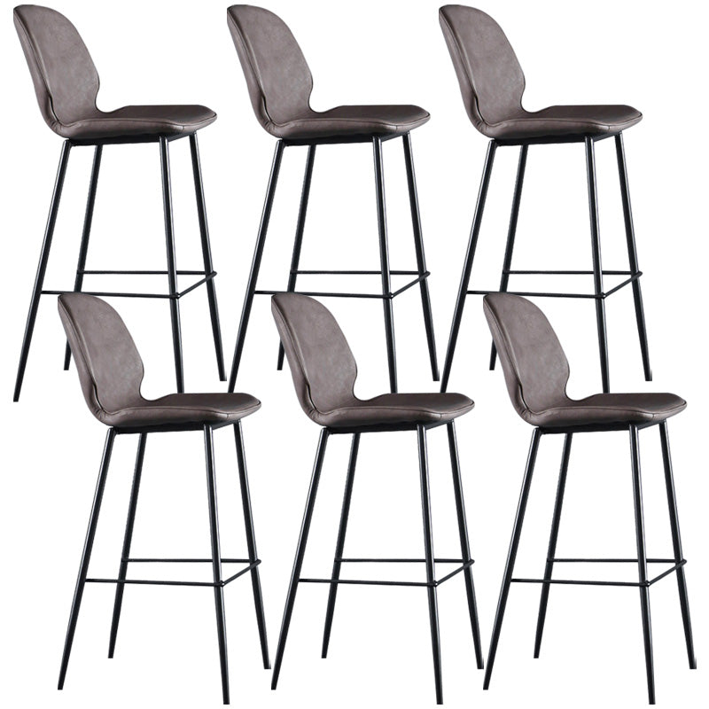 Modern Faux Leather Counter Stool Low Back Indoor Stool with Black Frame