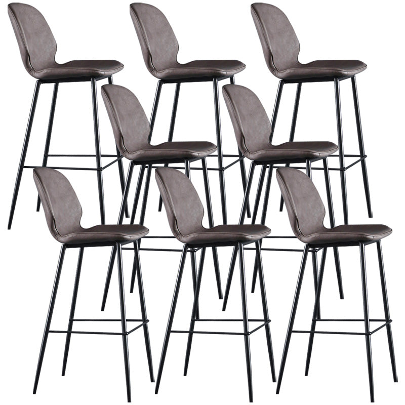 Modern Faux Leather Counter Stool Low Back Indoor Stool with Black Frame