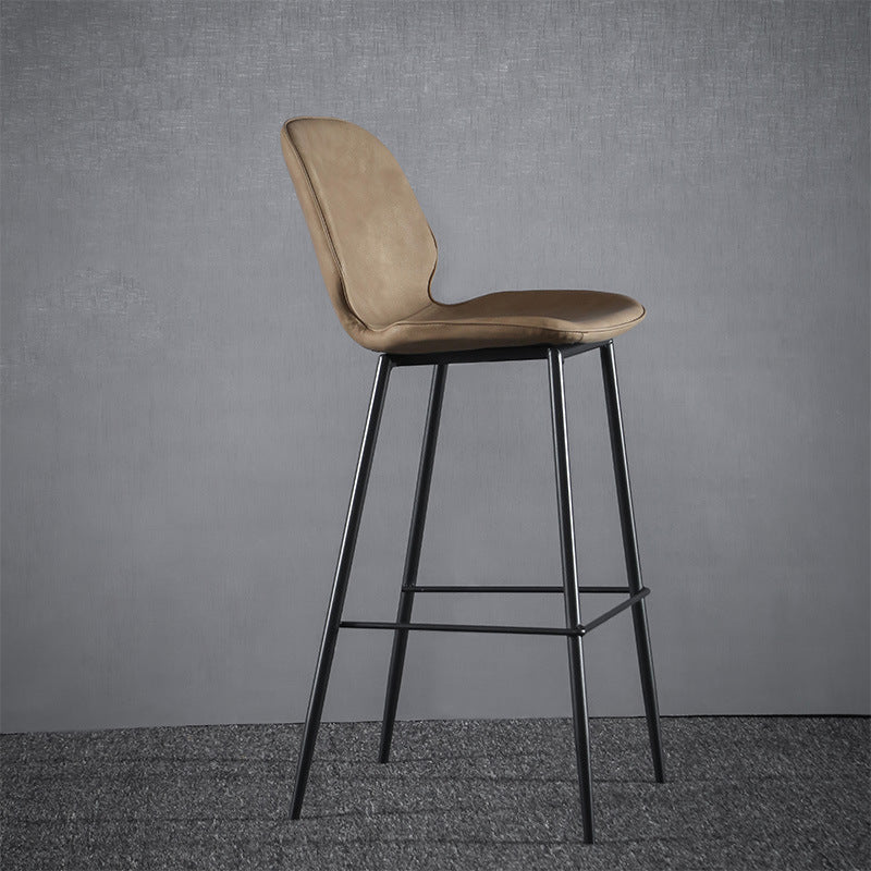 Modern Faux Leather Counter Stool Low Back Indoor Stool with Black Frame