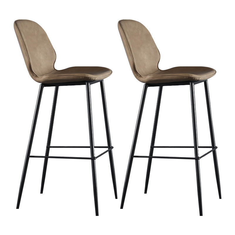 Modern Faux Leather Counter Stool Low Back Indoor Stool with Black Frame