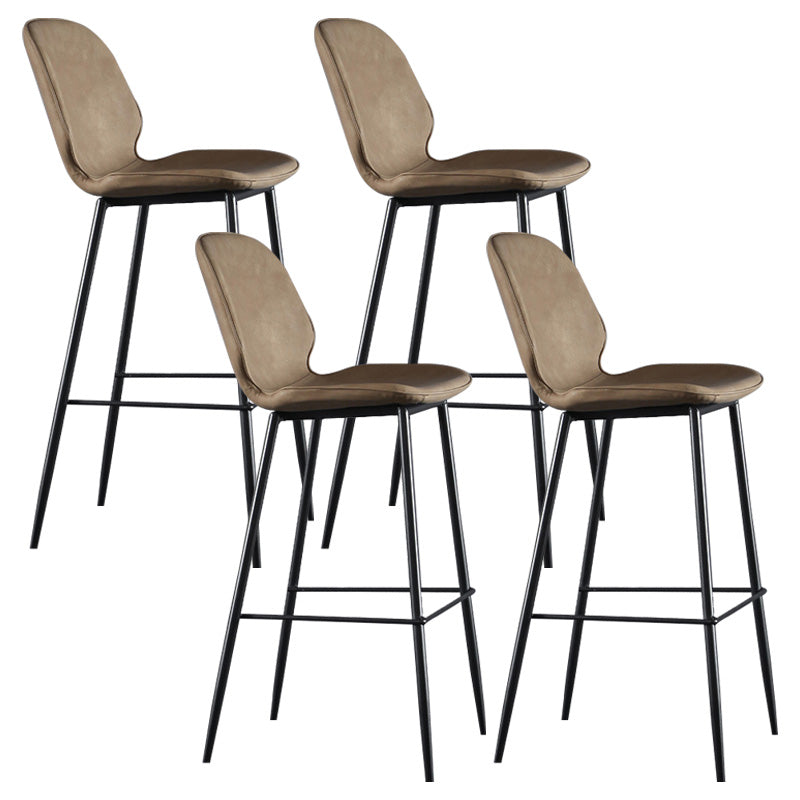Modern Faux Leather Counter Stool Low Back Indoor Stool with Black Frame