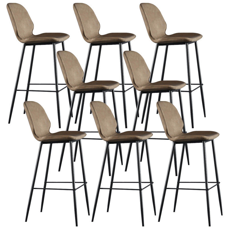 Modern Faux Leather Counter Stool Low Back Indoor Stool with Black Frame