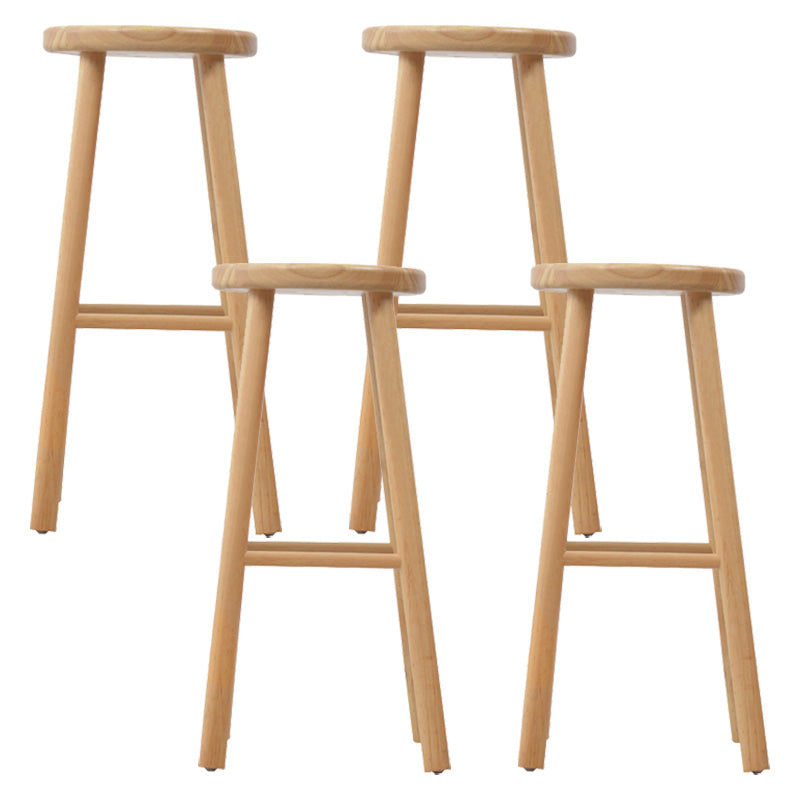 Industrial Solid Wood Counter Stool Round Backless Bar Stool with Footrest