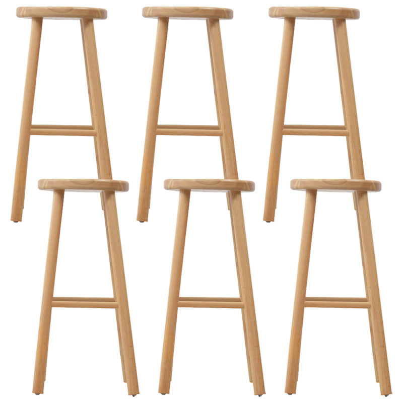 Industrial Solid Wood Counter Stool Round Backless Bar Stool with Footrest