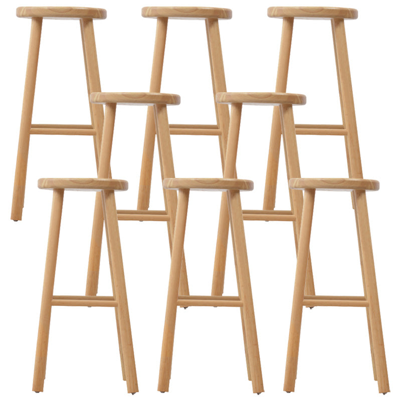 Industrial Solid Wood Counter Stool Round Backless Bar Stool with Footrest