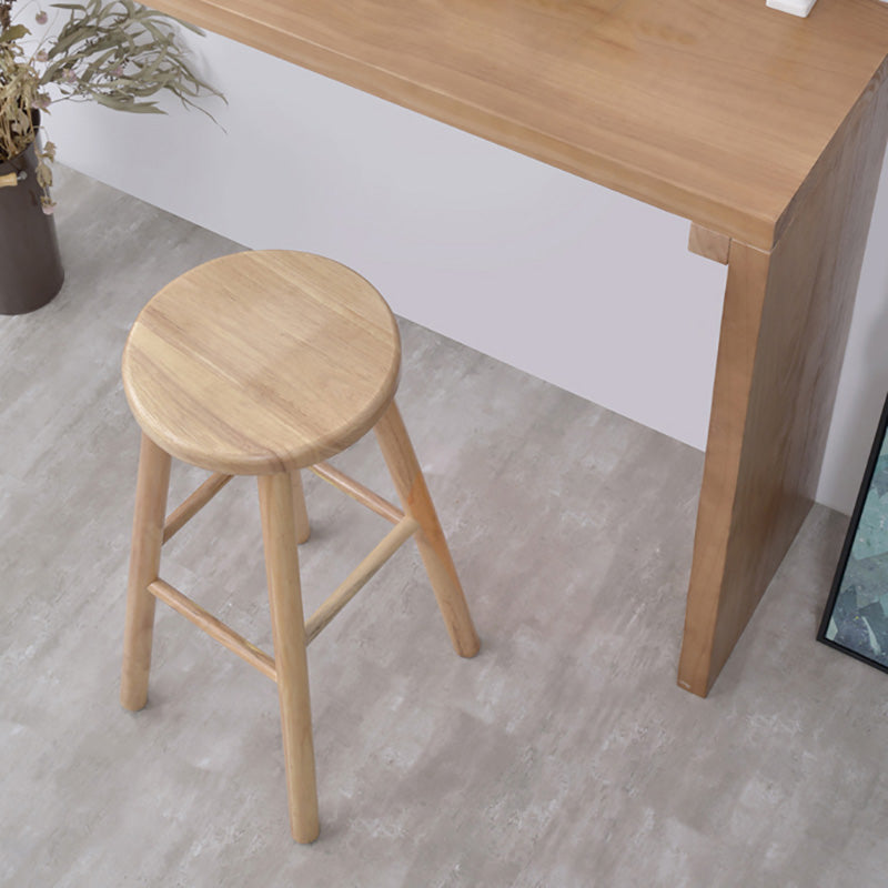 Industrial Solid Wood Counter Stool Round Backless Bar Stool with Footrest