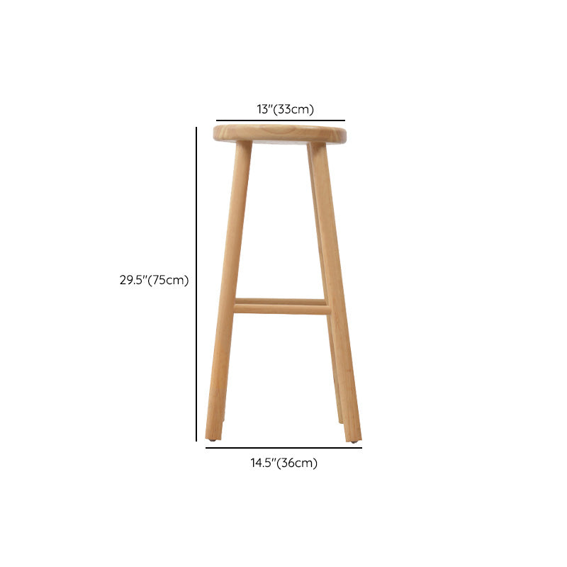 Industrial Solid Wood Counter Stool Round Backless Bar Stool with Footrest