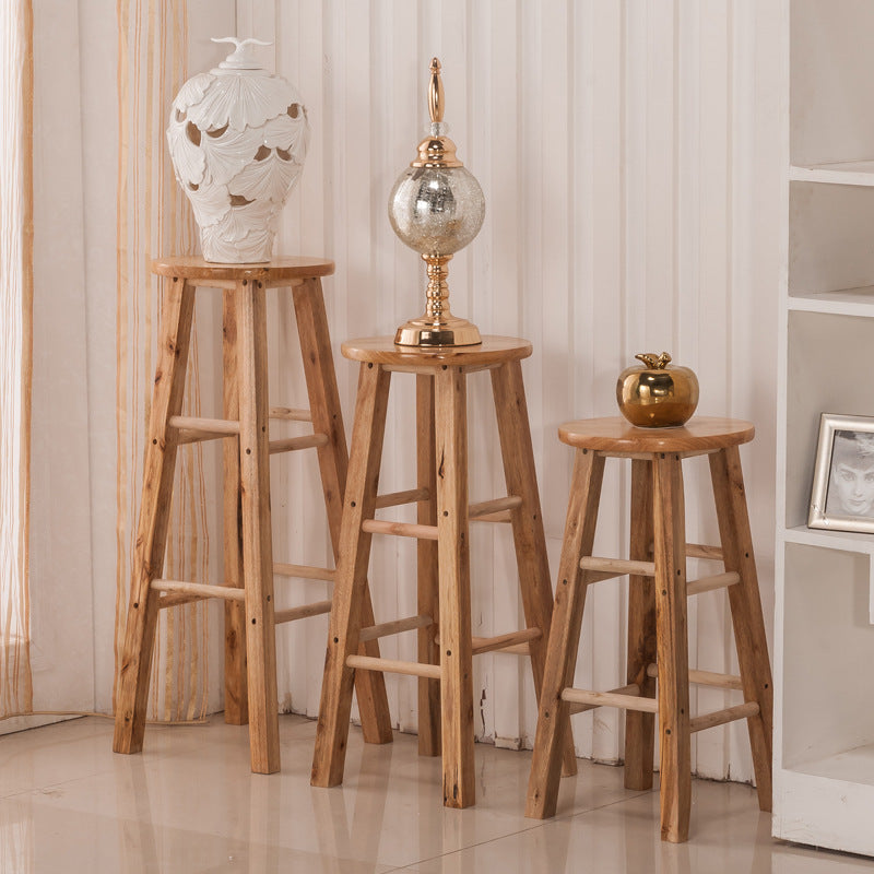 Backless Bar Stool Industrial Style Wooden Counter Height Stools