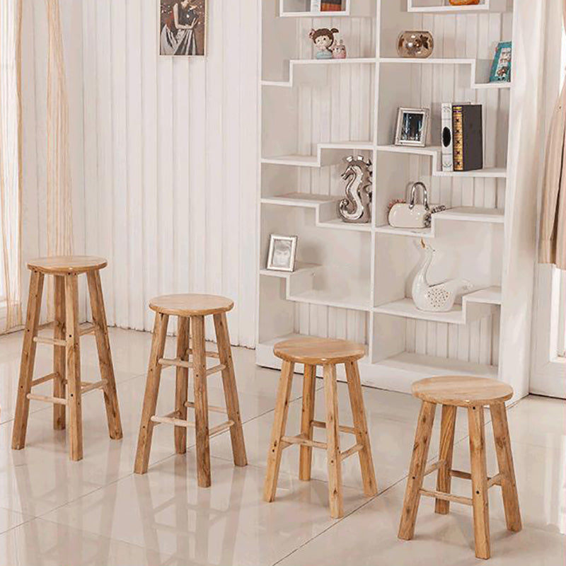 Backless Bar Stool Industrial Style Wooden Counter Height Stools