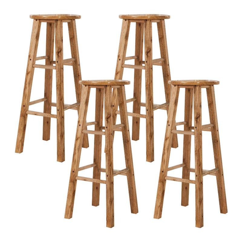Backless Bar Stool Industrial Style Wooden Counter Height Stools