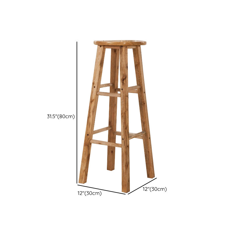Backless Bar Stool Industrial Style Wooden Counter Height Stools