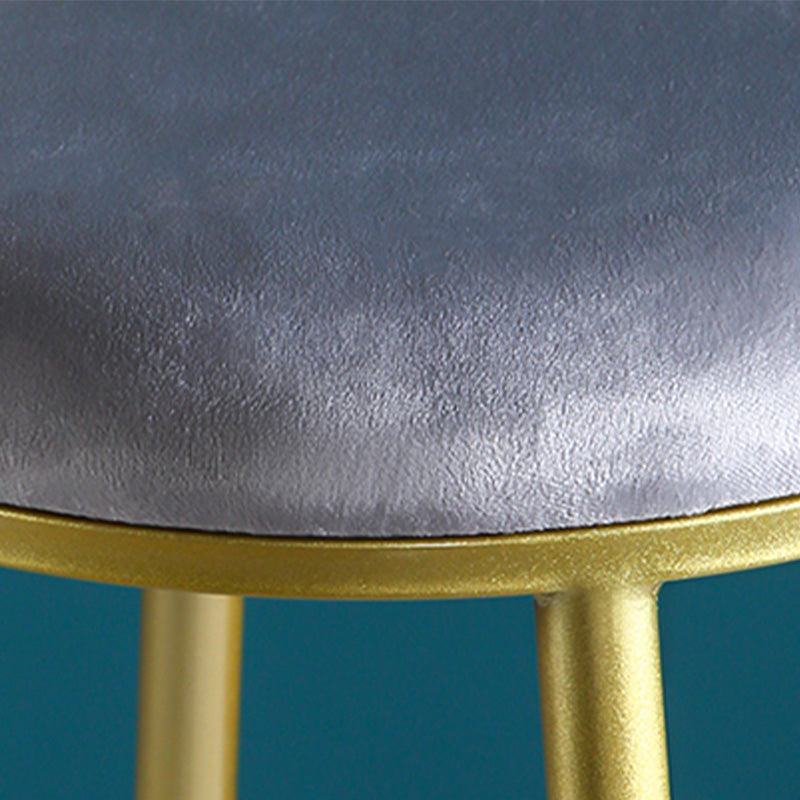 Glam Style Velvet Barstool Round Bar Height Stool with Gold Frame