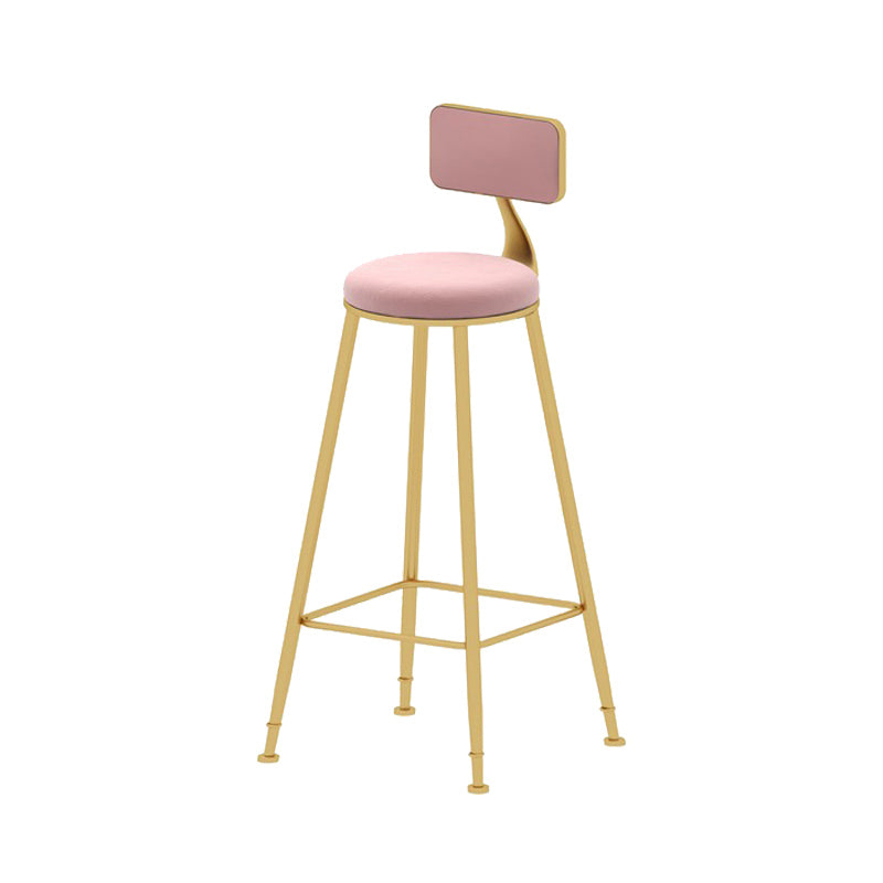 Upholstered Counter Stool Glam Style Low Back Bar Stool with Gold Frame