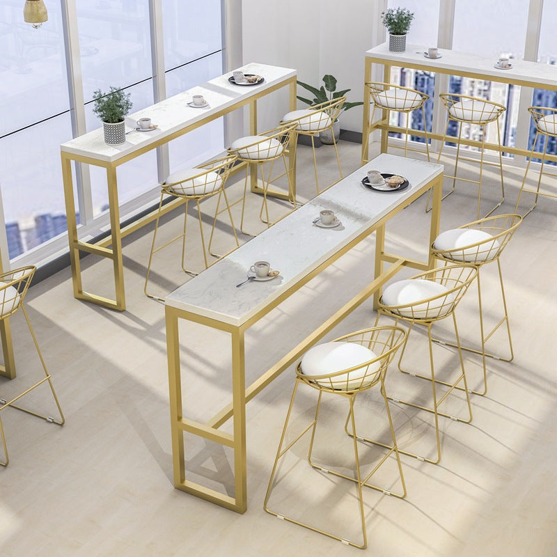 Upholstered Counter Stool Glam Style Low Back Bar Stool with Gold Frame