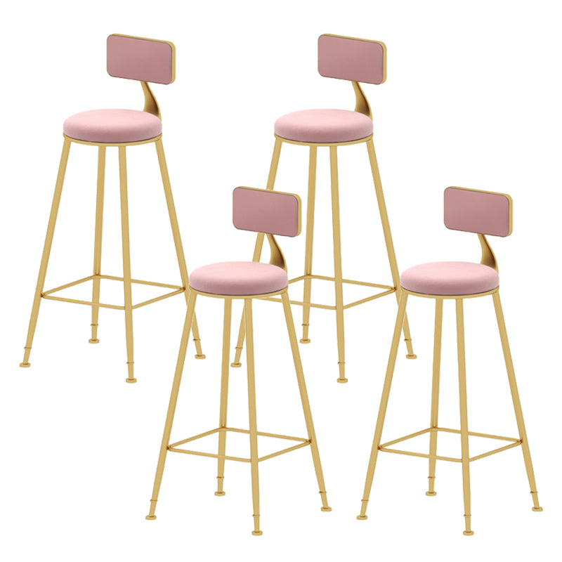 Upholstered Counter Stool Glam Style Low Back Bar Stool with Gold Frame