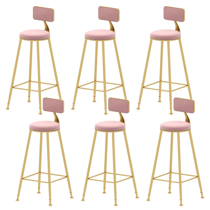 Upholstered Counter Stool Glam Style Low Back Bar Stool with Gold Frame