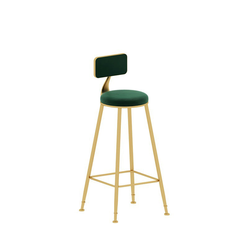 Upholstered Counter Stool Glam Style Low Back Bar Stool with Gold Frame