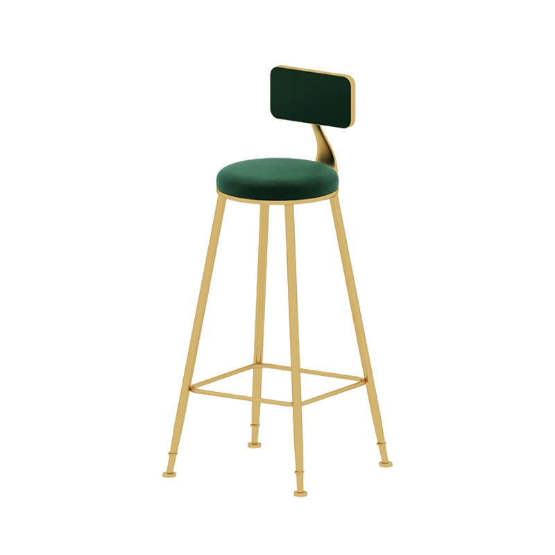 Upholstered Counter Stool Glam Style Low Back Bar Stool with Gold Frame