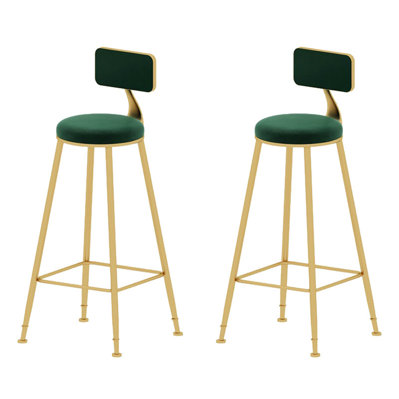 Upholstered Counter Stool Glam Style Low Back Bar Stool with Gold Frame