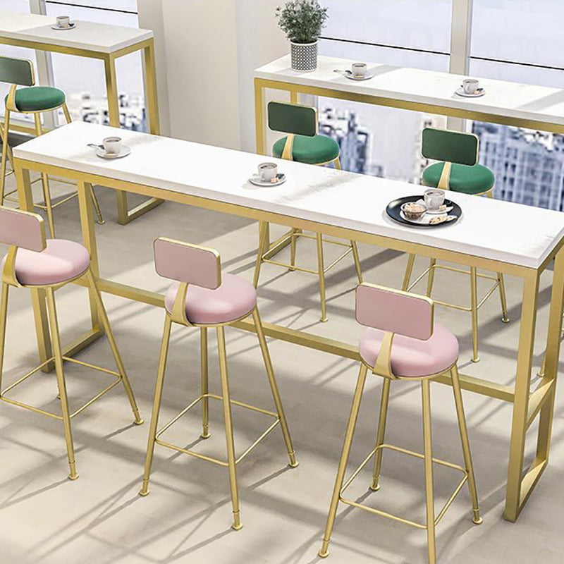 Upholstered Counter Stool Glam Style Low Back Bar Stool with Gold Frame